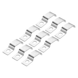 uxcell 20 Pcs Pipe Strap, 304 Stainless Steel Pipe Support Strap Fit for 9/16in(15mm) Tube Strap Tension Clip with 1 Hole 5mm Height for Continuous Pipes EMT Conduit or Pipe Fixing