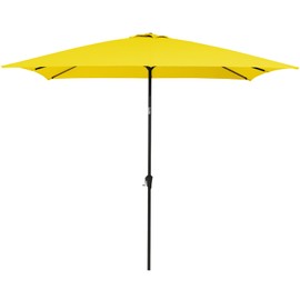 MEWAY 6.5x10 ft Rectangular Patio Umbrella Outdoor Umbrella with Push Button Tilt and Crank, Table Market Umbrella 6 Sturdy Ribs for Garden, Pool, Backyard(6.5ft, Yellow)