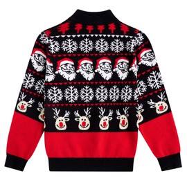 ALISISTER Kids Ugly Christmas Sweaters Boys Santa Claus Pullover Sweater with Long Sleeve Sweatshirt Black 7-8 Years