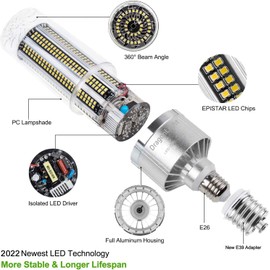 DragonLight 120W Commercial Grade Corn LED Light Bulb(400 Watt Metal Halide/HID/HPS Replacement) E26/E39 Large Mogul Base LED Lamp 3000K Warm White 14,400 LM for High Bay Area Lighting