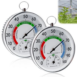 Thermometer Hygrometer: 2 in 1 Wall Mounted Thermometer and Hygrometer, Pack of 2 Analogue Thermo-Hygrometer, Indoor Hygrometer, Control Temperature and Humidity for Greenhouses