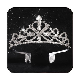 Kilshye - Tiaras y coronas de vidrio para boda, con diamantes de imitación, tiara de princesa, graduación, para mujeres y niñas, 5.9*5.11*1.18 inches, Diamante falso aleación Cristal