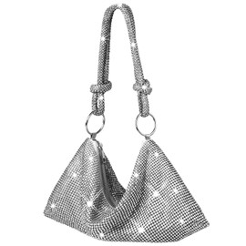 CROWN GUIDE Rhinestone Purse Clutch Purses for Women Wedding Evening Bag Hobo Bags Designer Handbags for Women Formal Prom Party Club Silver