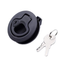 Slam Latch Hatch Round Pull Latch (OWACH AL-958-1L) for Boat Deck RV Cabinet Door Drawers Replace Southco M1 Push-to-Close (Black, 1/4" Door, with Lock)