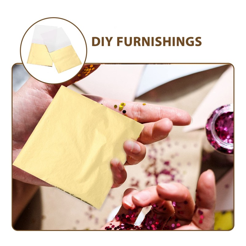VILLFUL 200sheets Decorative Gold Foil Sheets for Crafts Imitation Gold