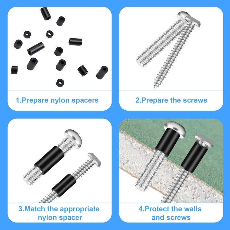 360 Pcs Nylo360 Pcs Nylon Plastic Spacers, Black Nylon BS