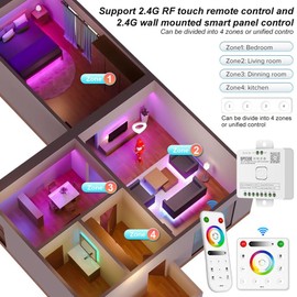 BOFRHME 12-in-1 WiFi LED Controller SP530E PWM SPI Pixels Dimmer for WS2812B WS2811 RGB RGBW LED Strips with Voice Control