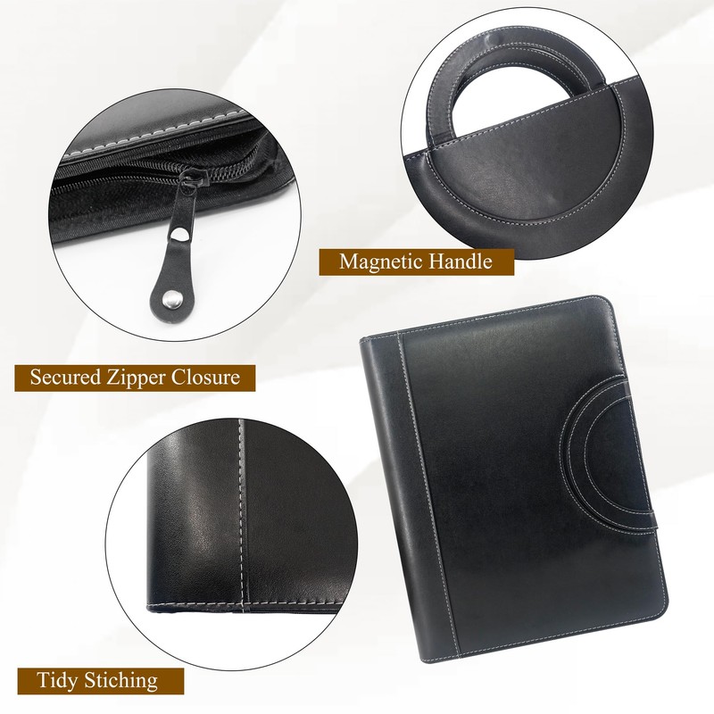 GraduationMall Portfolio with Zip and Handles, Faux Leather Writing Case