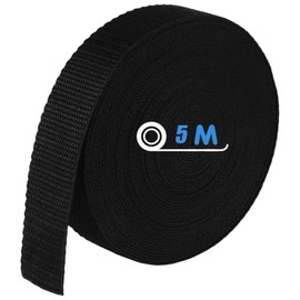 Webbing Strap,Polypropylene Webbing Strap Tape 25mm Wide for DIY Craft Dog Collar, 10M (11 Yards) Black Webbing Straps for Bag Making/Backpack Strapping/Outdoor Climbing