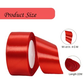 Satin Ribbon Red 40 mm Wide Gift Ribbon Satin 22 m Satin Ribbon Red Fine Ribbon Decorative Ribbon Silk Ribbon Gift Ribbon Fabric Ribbon Gift Ribbon for Decoration Craft Dress Wedding Birthday
