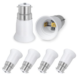 SCNNC SCNNC B22 to E27 base converter, high temperature resistant B22 to E27 lamp base adapter, bayonet B22 socket to E27 lamp base for LED halogen energy saving lamps white, 6 pieces