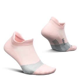 Feetures Elite Light Cushion No Show Tab Ankle Socks - Sport Sock with Targeted Compression - Propulsion Pink, S (1 Pair)