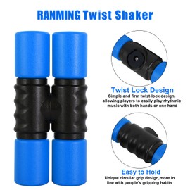 RANMING Twist Shaker,ABS Double Row Shakers Percussion Instruments,Medium Volumelatin Percussion Instruments for Accompaniment,Studio,Band,Drummers.(Blue)