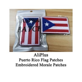 2 PCS AliPlus Puerto Rico Flag Patches Embroidered Tactical Military Morale Patch Applique Fastener Hook and Loop