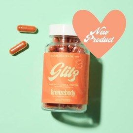 bronzebody bronzebody? Glitz Accelerate & Prolong Tan Naturally Made with Lutein, Lycopene, and Probiotics for Skin Hydration, Elasticity, and Resilience Plant-Based Vegan Clean Formula (60 Capsules)