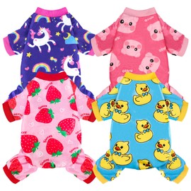 4 Pack Dog Pajamas Soft Summer Lightweight Dog Recovery Suit Onesie Clothes for Small Medium Large Female Pet Boys Girls Dogs Cats