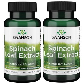 Swanson Spinach Leaf Extract - Herbal Supplement Promoting Overall Health - Green Foods Formula w/Beneficial Thylakoids & Chlorophyll - (60 Veggie Capsules, 650mg Each) 2 Pack