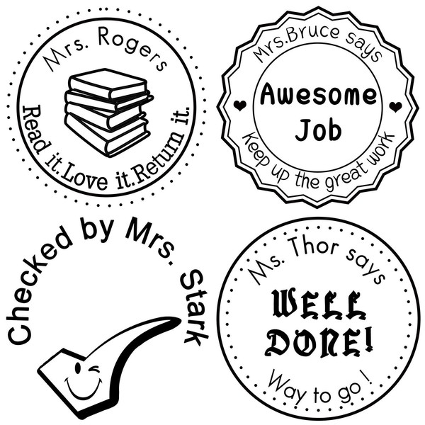 Custom Rubber Stamps Self Inking Stamps Personalized-Teacher Library Book Stamps