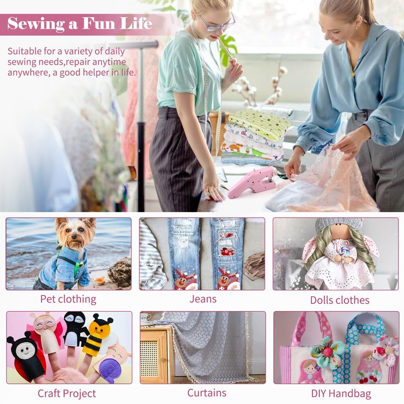 Hand Sewing Machine with Double Thread, Portable Electric Mini Sewing