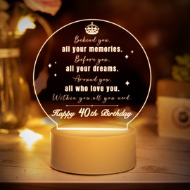 Vetbuosa 40th Birthday Gifts for Women and Men, 40 Years Old Birthday Gifts Night Light, 1982 40th Birthday for Father, Mother, Friends, Daughter, Son, Husband, Wife Anniversary Ideas Night Lamp