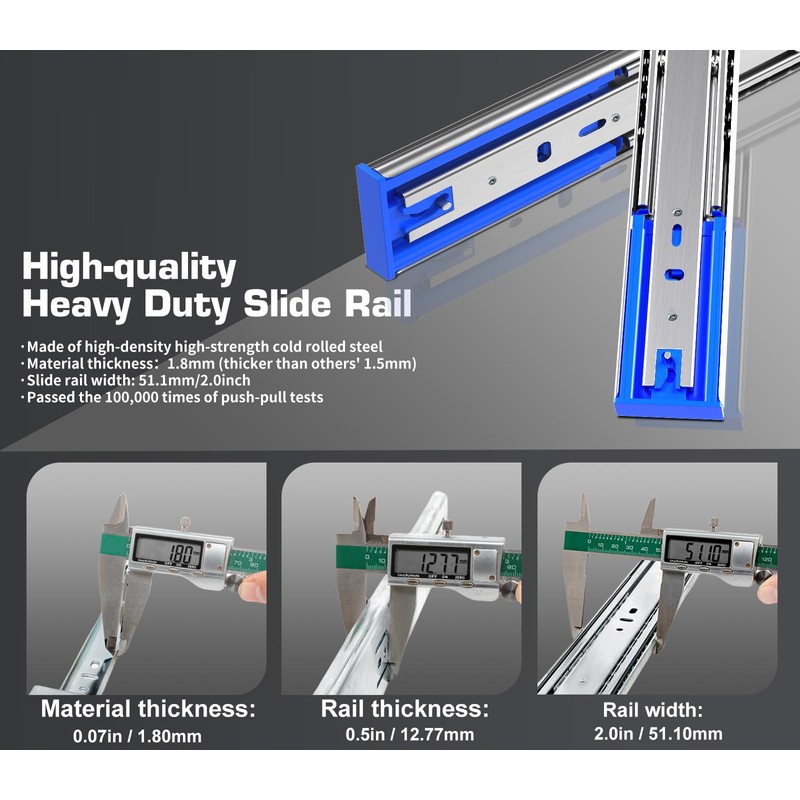 TP-LAIE 16 Inch 200lbs Soft Close Heavy Duty Drawer Slides,