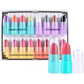 Juego de lápiz labial de tamaño de viaje, Juego de lápiz labial pequeño, Lip Colors Matte Glitter 16 piezas de maquillaje de lápiz labial, Paquetes portátiles de lápiz labial, juego de viaje de lápiz