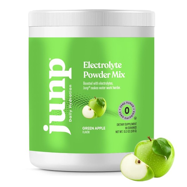 JUNP Hydration Electrolyte Powder, Electrolytes Drink Mix, Hydration Mix, Sugar Free, Gluten Free, 0 Calories, 0 Carbs, Keto Friendly, NON - GMO Kosher, 90 Servings. (Peach)… (Green Apple)