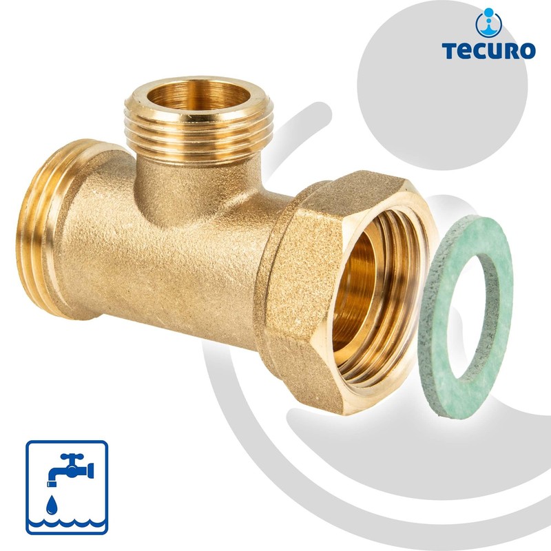 tecuro MS-blank CW617N T-piece, 1 inch male thread x 3/4
