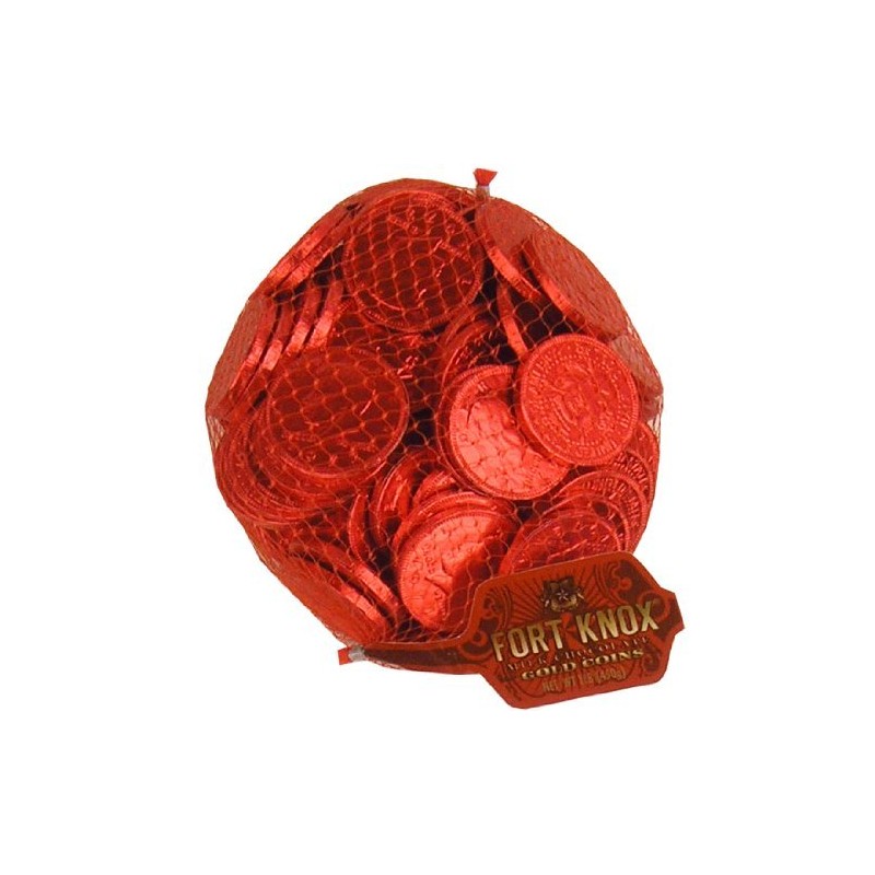 Fort Knox Metallic Foiled Milk Chocolate Red Cherry Large Coins