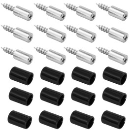 Jamiikury 24pcs Screw in Shelf Pins with Anti-Slip Black Sleeve, Nickel Plated Shelf Pegs Cabinet Shelf Holders Shelf Support Pegs, Small Shelf Brackets Phillips Head Pegs for Shelves