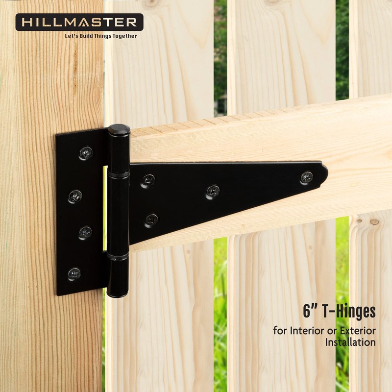 HILLMASTER 6 Inch T-Strap Heavy Duty Shed Door Hinges Gate