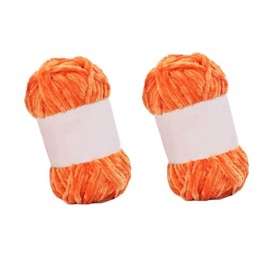 2 Rolls 100g Velvet Chenille Yarn for Crocheting and Knitting Soft Chunky Chenille Yarn Baby Blanket Yarn for DIY Weaving Craft (Orange)