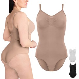 myshape Shapewear Women's Snatched Shaping Body for Maximum Tummy Control Effect, Shapewear with Adjustable Shoulder Straps, Body Shaper Elastic and Skin Friendly, beige, S-M