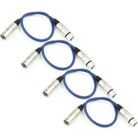 4x Adam Hall Cables K3MMF005 0BLU Microphone Cable 0.5 m Blue XLR Male to XLR Female DMX Cable