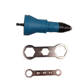 POIU Rivet Gun Rivet Attachment Blind Rivet Attachment Rivet Drill Adapter Rivet Device for Cordless Screwdrivers and Drills (Blue) 16 x 5.8 cm