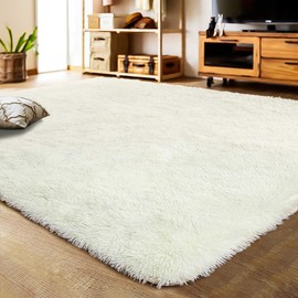 LOCHAS Ultra Soft Indoor Modern Area Rugs Fluffy Living Room Carpets for Children Bedroom Home Decor Nursery Rug Girls 5.3x7.5 Feet, Cream