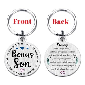 Viayen Bonus Son Stepson Christmas Gifts Unbiological Adopted Step Son Birthday Keyring- Stepson Xmas Valentines Presents