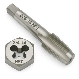 3/4"-14 NPT Tap and Die Set – GCr15 Alloy Steel Pipe Thread Tap and Hex Die Combo, Taper Thread Repair Tool for Conical Pipe Fittings