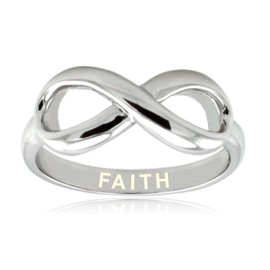 Sterling Silver Faith Engraved Infinity Ring - Size T 1/2