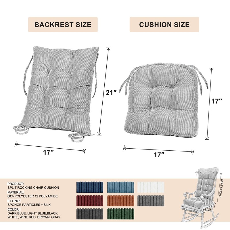 Lokex Rocking Chair Cushion Only,Tufted Non-Slip Comfortable Rocking Chair Cushions