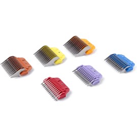 Furzone Wide Clipper Guard Comb Attachment Short 6 Pack Set Stainless Steel Attachment Guide Comb Set for Detachable Blade Pet, Dog, Cat Grooming