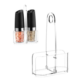 Beautyflier Salt and Pepper Grinder Set Holder Stand, Premium Acrylic Holder for Gravity Electric Pepper and Salt Grinder Set, Storage Holder Fit Grinders up to 2.2 IN in Diameter (Holder Only)