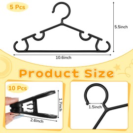 Hsei 5/10/40 Pack Baby Hangers with 10/20/80 Clips, Plastic Kids Pants Hangers for Nursery Closet Top and Bottom Clothes Hanger Set for Newborn Infant Toddler(30 Packs Total,Fresh Color,10.6 Inch)