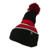 City Hunter Two Tone Striped Knit Pom Beanie - Black