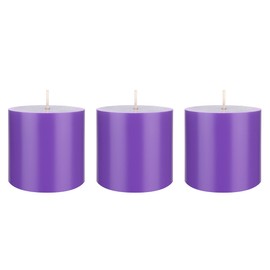 Mega Candles 3 pcs Unscented Lavender Round Pillar Candle, Hand Poured Premium Wax Candles 3 Inch x 3 Inch, Home Décor, Wedding Receptions, Baby Showers, Birthdays, Celebrations, Party Favors & More