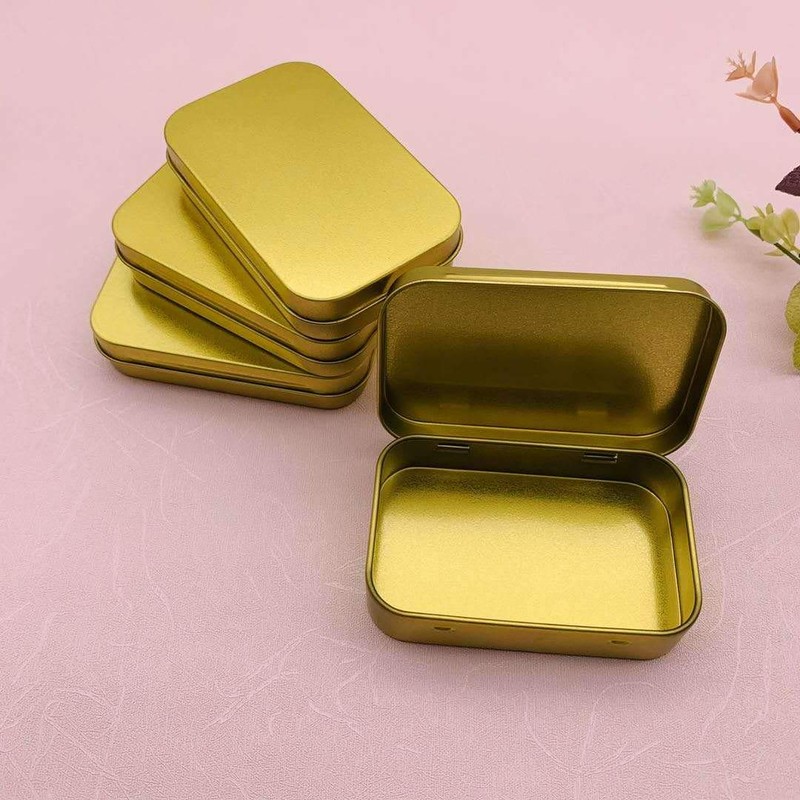 Pack of 20 Rectangular Metal Tins Empty Hinged Boxes Containers