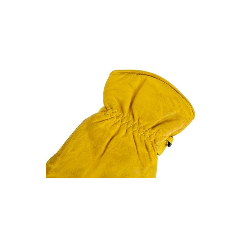 MDM Motorcycle Chopper Biker Leather Gloves (Yellow, L)