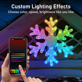 Popotan Smart 31-in Hanging Snowflake Hanging Decoration with Color Changing LED Lights