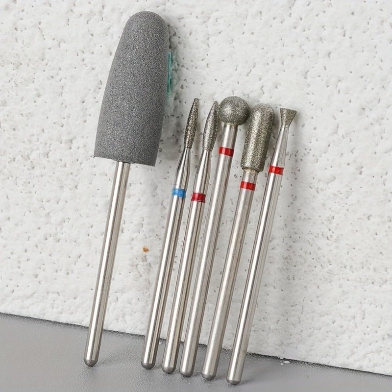 6pcs/set Diamond Sand Nail File Drill Cuticle Polishing Bit Nail