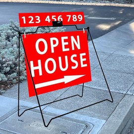 Professional Black Folding A-Frame for Open House Sign Real Estate Realtors Sidewalk (6 PACK)